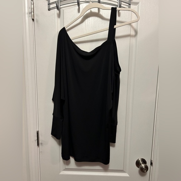 New York & Co Cold off Shoulder micro mini Dress women’s XS oversized top black - Picture 6 of 14